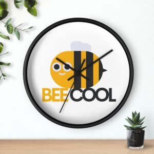 Bee Cool Wall Clock - Cute Bee Decor, Modern Clock for Kids, Beekeeping Gifts, Fun Home Decor, Playful Wall Art