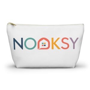 Nooksy Logo Accessory Pouch — T‑Bottom Makeup & Travel Organizer