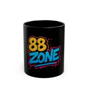Urban Graffiti Black Mug - 88 ZONE Art Coffee Cup, Street Art Gift, Unique Mug, Creative Drinkware, Cool Home Décor