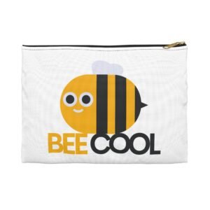 Cute Bee 'Bee Cool' Accessory Pouch, Fun Makeup Bag, Unique Gift for Beekeepers, School Supplies, Travel Organizer, Small Items Holder