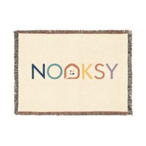 Nooksy Logo Woven Blanket — Cozy Home Throw with Branded Typography