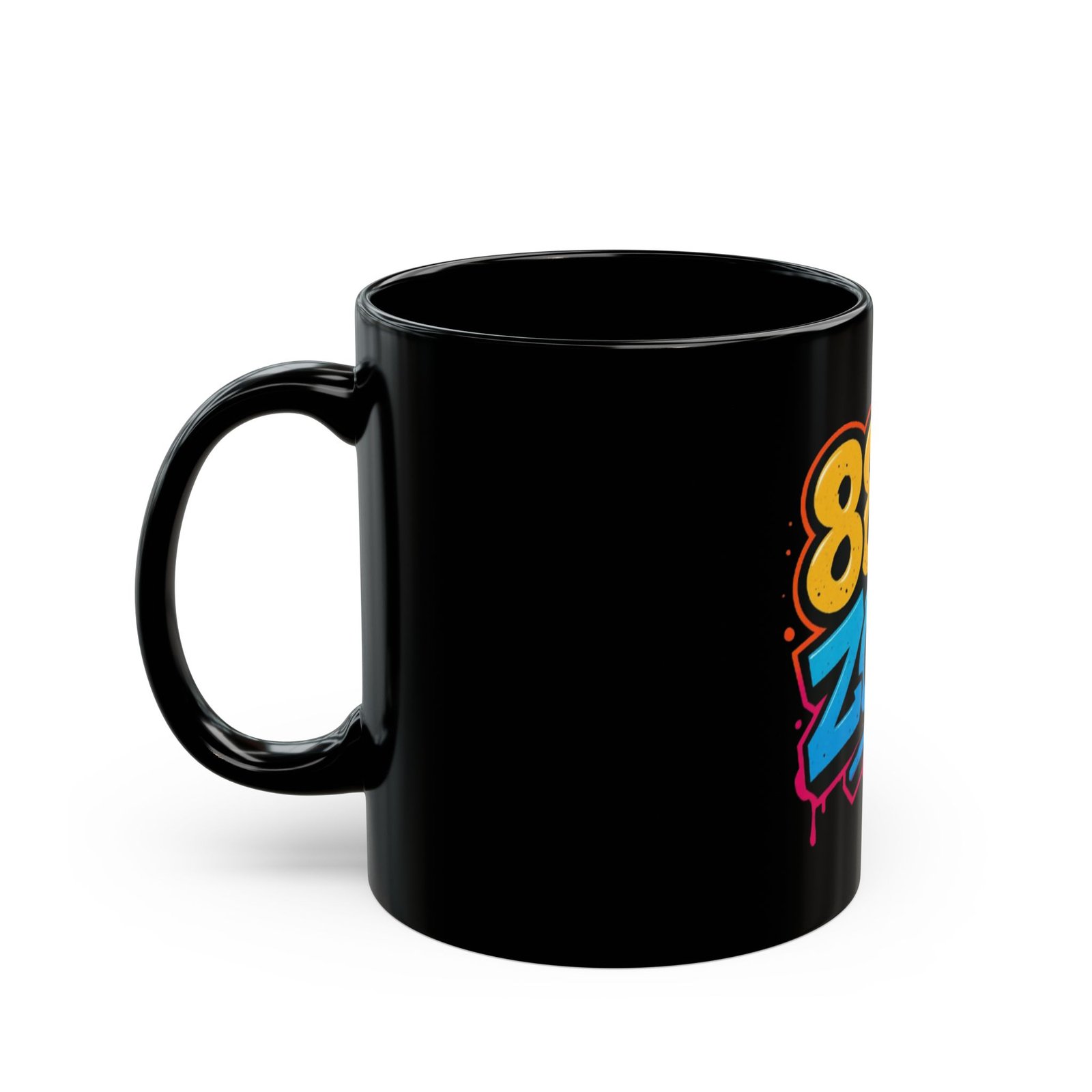 Urban Graffiti Black Mug - 88 ZONE Art Coffee Cup, Street Art Gift, Unique Mug, Creative Drinkware, Cool Home Décor - Image 3